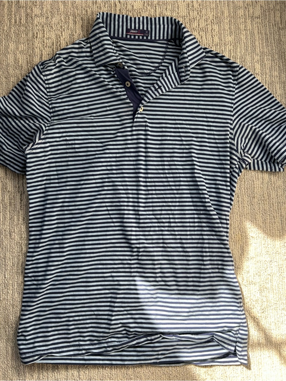 johnnie-O Navy & White Striped Polo Shirt